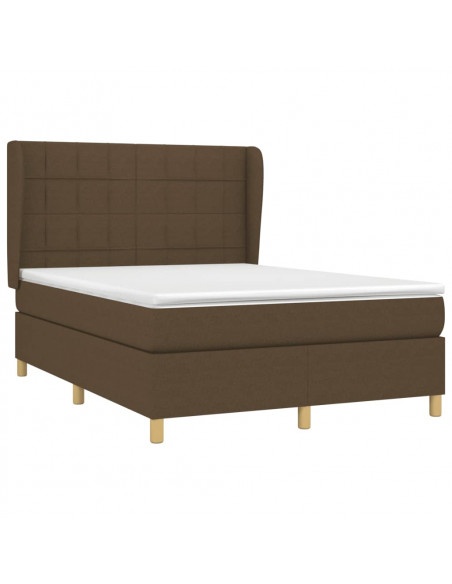 Giroletto a Molle con Materasso Marrone Scuro 140x190cm Tessuto