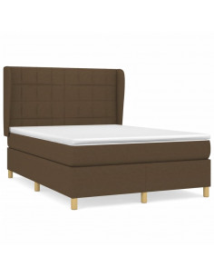 Giroletto a Molle con Materasso Marrone Scuro 140x200cm Tessuto