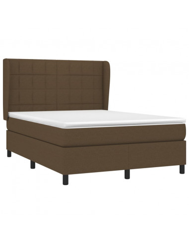 Giroletto a Molle con Materasso Marrone Scuro 140x200cm Tessuto