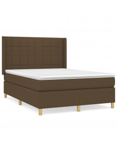 Giroletto a Molle con Materasso Marrone Scuro 140x200cm Tessuto