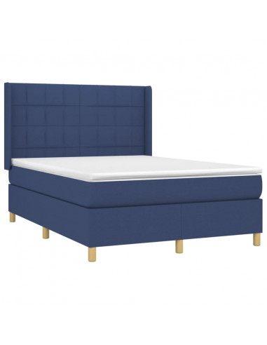 Letto a Molle con Materasso e LED Blu 140x190 cm in Tessuto