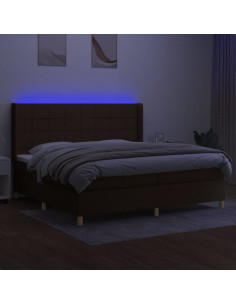 Letto a Molle Materasso e LED Marronescuro 200x200cm in Tessuto 2