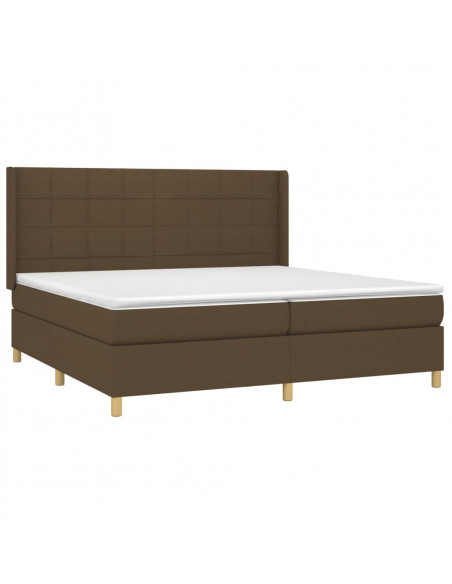 Letto a Molle Materasso e LED Marronescuro 200x200cm in Tessuto