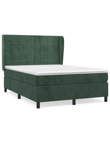 Giroletto a Molle con Materasso Verde Scuro 140x190 cm Velluto