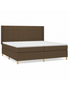 Giroletto a Molle con Materasso Marrone Scuro 200x200cm Tessuto