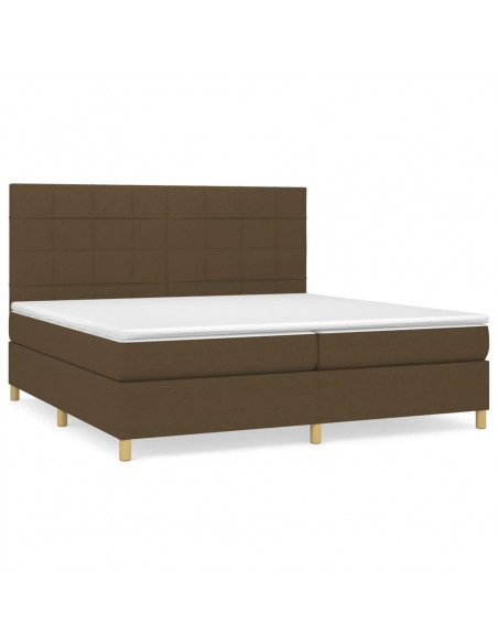 Giroletto a Molle con Materasso Marrone Scuro 200x200cm Tessuto