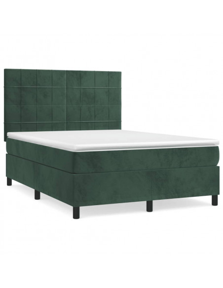 Giroletto a Molle con Materasso Verde Scuro 140x190 cm Velluto