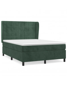 Giroletto a Molle con Materasso Verde Scuro 140x200 cm Velluto