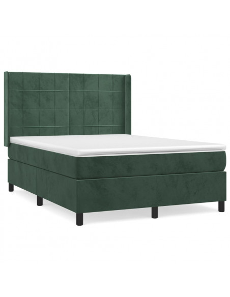 Giroletto a Molle con Materasso Verde Scuro 140x190 cm Velluto