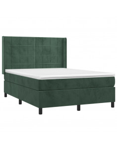 Giroletto a Molle con Materasso Verde Scuro 140x190 cm Velluto 2