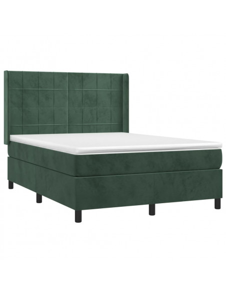 Giroletto a Molle con Materasso Verde Scuro 140x200 cm Velluto