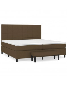 Giroletto a Molle con Materasso Marrone Scuro 200x200cm Tessuto