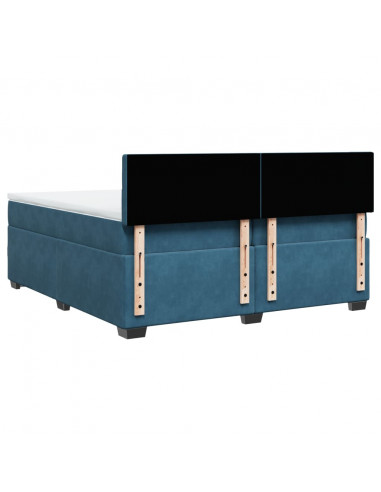 Giroletto a Molle con Materasso Blu 200x200 cm in Velluto