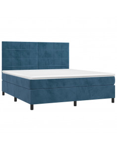 Letto a Molle con Materasso e LED Blu Scuro 180x200 cm 2