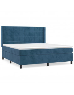 Giroletto a Molle con Materasso Blu Scuro 180x200 cm in Velluto