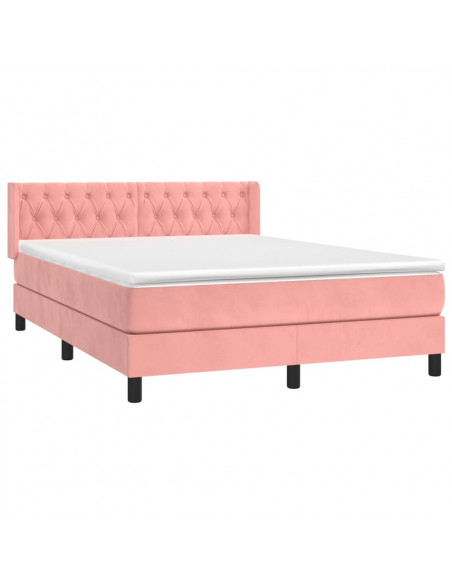 Giroletto a Molle con Materasso Rosa 140x200 cm in Velluto