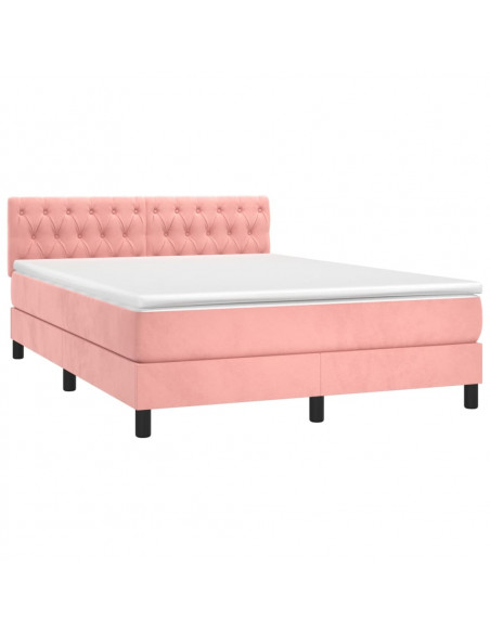 Giroletto a Molle con Materasso Rosa 140x200 cm in Velluto