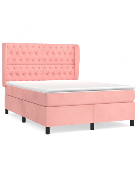 Giroletto a Molle con Materasso Rosa 140x200 cm in Velluto