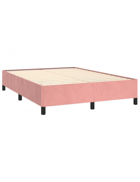 Giroletto a Molle con Materasso Rosa 140x200 cm in Velluto