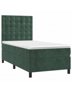 Giroletto a Molle con Materasso Verde Scuro 90x190 cm Velluto 2