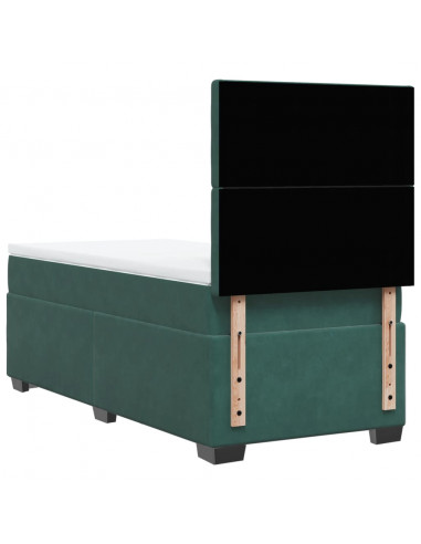 Giroletto a Molle con Materasso Verde Scuro 90x190 cm Velluto