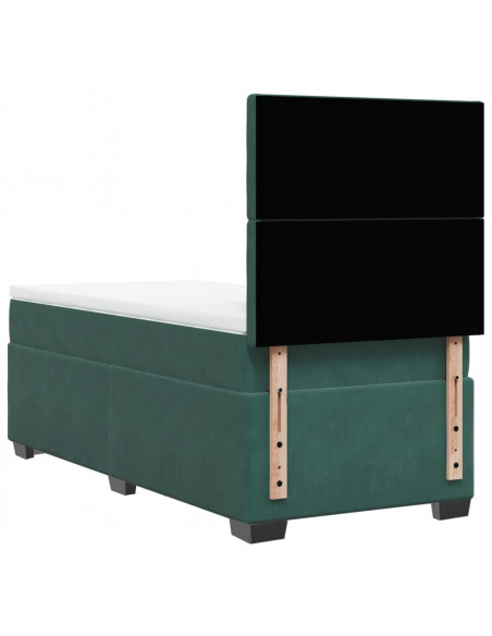 Giroletto a Molle con Materasso Verde Scuro 90x190 cm Velluto