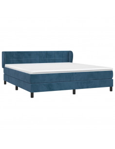 Giroletto a Molle con Materasso Blu Scuro 180x200 cm in Velluto 2