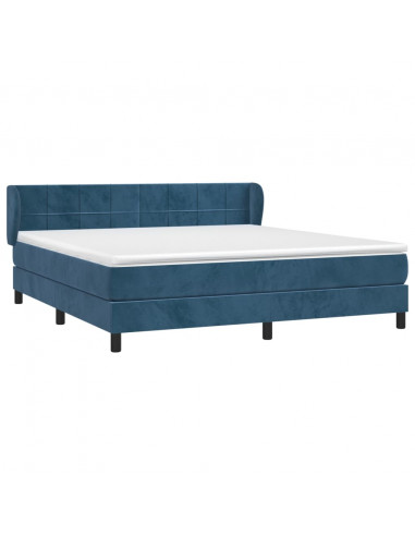 Giroletto a Molle con Materasso Blu Scuro 180x200 cm in Velluto