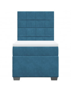 Giroletto a Molle con Materasso Blu 90x190 cm in Velluto