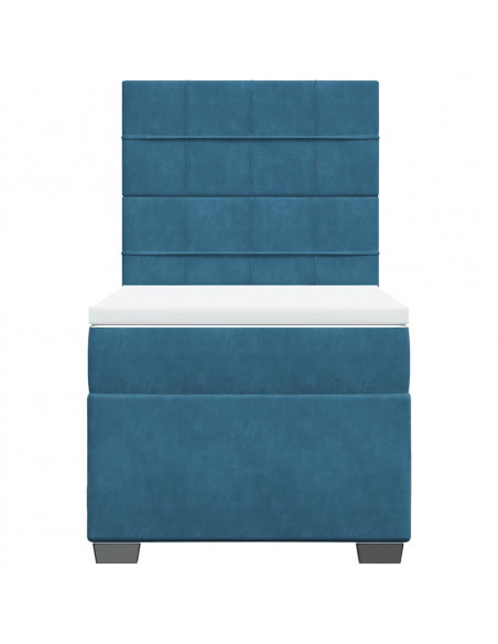 Giroletto a Molle con Materasso Blu 90x190 cm in Velluto