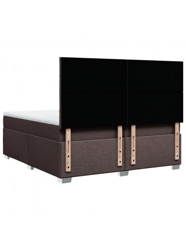 Giroletto a Molle con Materasso Marrone Scuro 200x200cm Tessuto