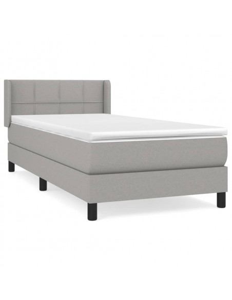 Giroletto a Molle con Materasso Grigio Chiaro 90x200 cm Tessuto