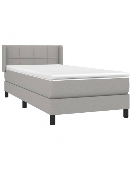 Giroletto a Molle con Materasso Grigio Chiaro 90x200 cm Tessuto