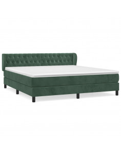 Giroletto a Molle con Materasso Verde Scuro 180x200 cm Velluto