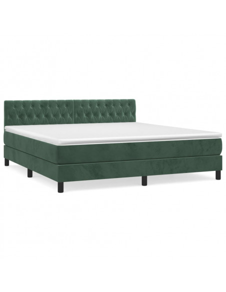 Giroletto a Molle con Materasso Verde Scuro 180x200 cm Velluto