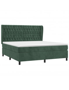 Giroletto a Molle con Materasso Verde Scuro 180x200 cm Velluto 2