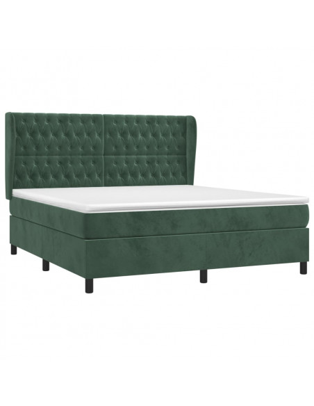 Giroletto a Molle con Materasso Verde Scuro 180x200 cm Velluto