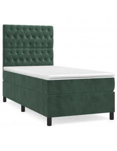 Giroletto a Molle con Materasso Verde Scuro 90x200 cm Velluto