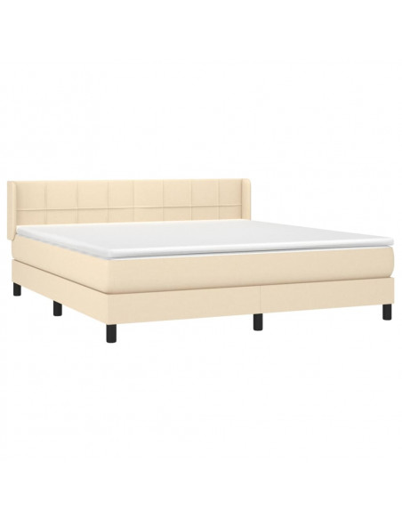 Giroletto a Molle con Materasso Crema 160x200 cm in Tessuto
