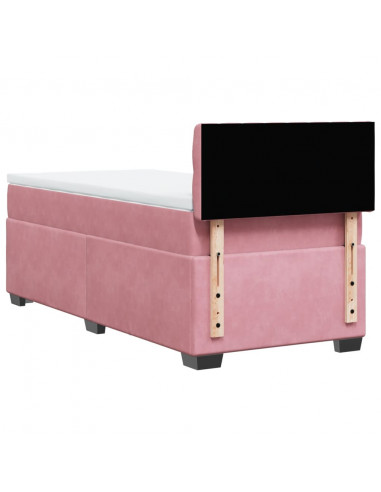 Giroletto a Molle con Materasso Rosa 90x190 cm in Velluto