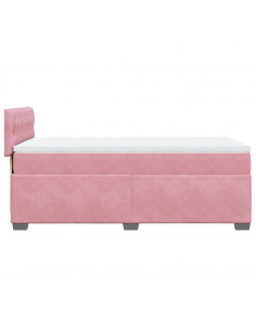 Giroletto a Molle con Materasso Rosa 90x190 cm in Velluto