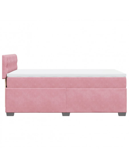 Giroletto a Molle con Materasso Rosa 90x190 cm in Velluto