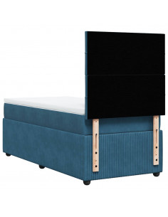 Giroletto a Molle con Materasso Blu 90x190 cm in Velluto 2