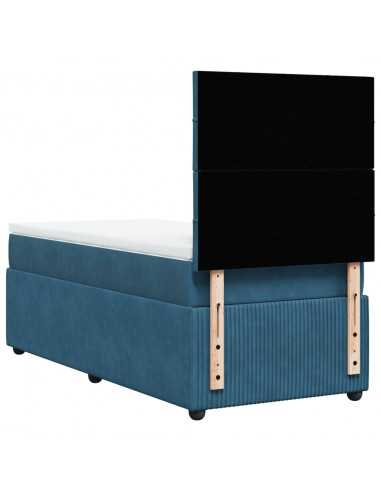 Giroletto a Molle con Materasso Blu 90x190 cm in Velluto