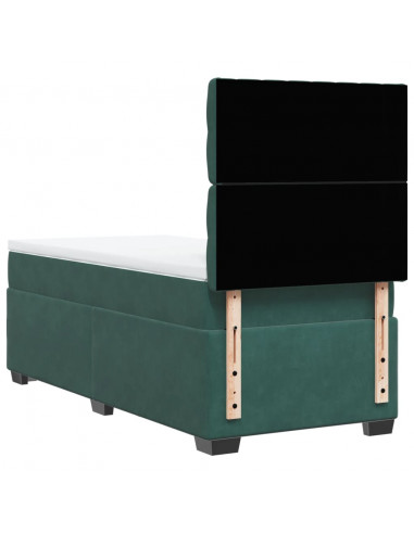 Giroletto a Molle con Materasso Verde Scuro 90x190 cm Velluto