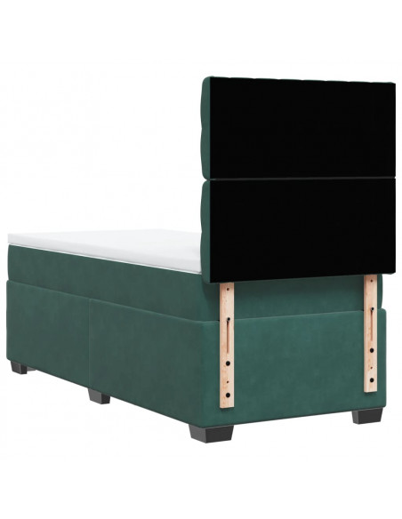 Giroletto a Molle con Materasso Verde Scuro 90x190 cm Velluto