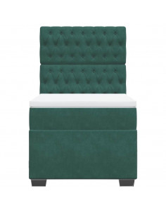 Giroletto a Molle con Materasso Verde Scuro 90x190 cm Velluto