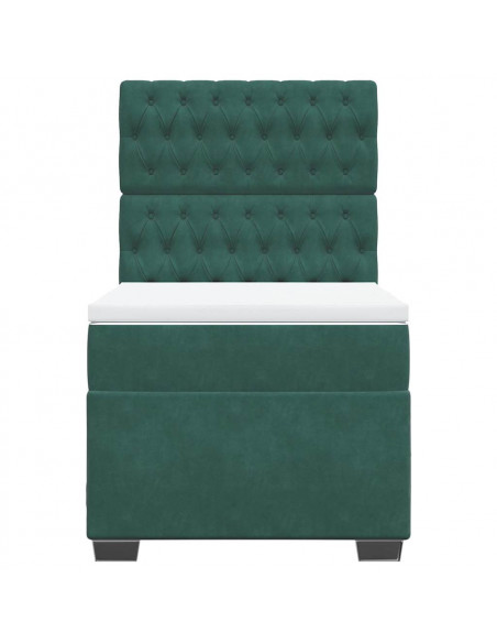 Giroletto a Molle con Materasso Verde Scuro 90x190 cm Velluto