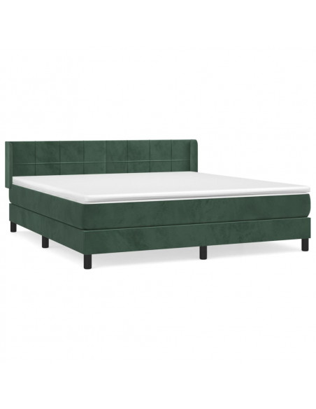 Giroletto a Molle con Materasso Verde Scuro 160x200 cm Velluto