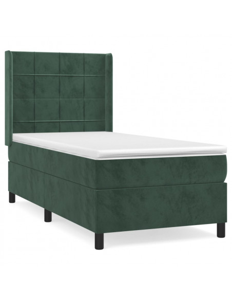 Giroletto a Molle con Materasso Verde Scuro 80x200 cm Velluto